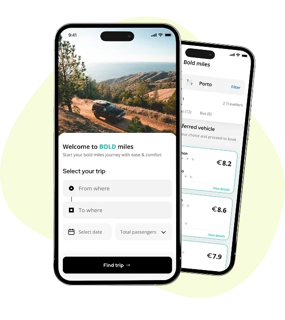 Bold miles feature in the uprides app.