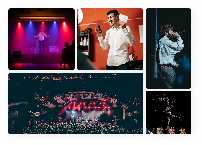 A bustling restaurant or shop interior/exterior